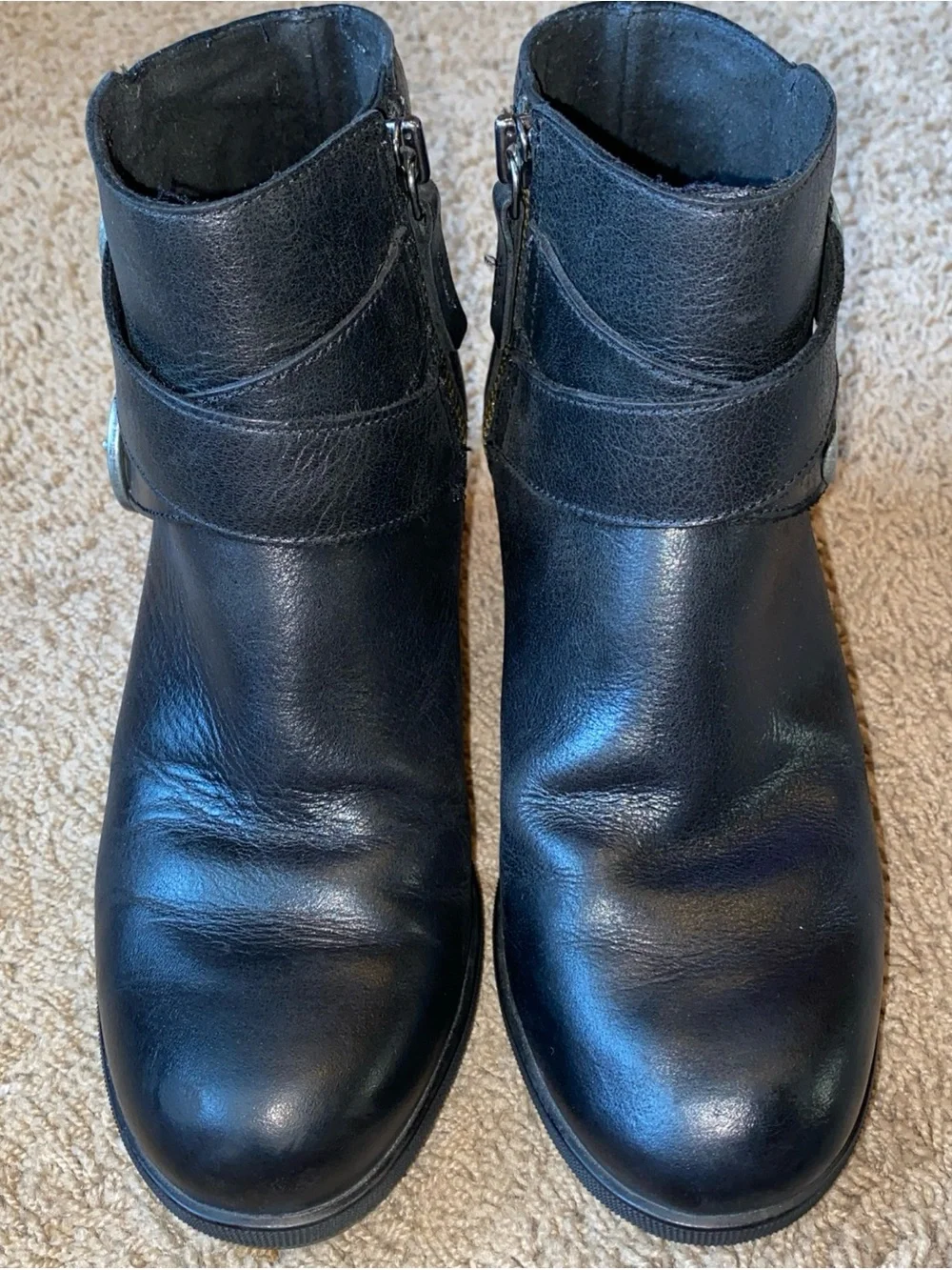 Sorel Joan of Arctic Wedge II Ankle Boots Women's 8 Buckle Black Leather Grunge